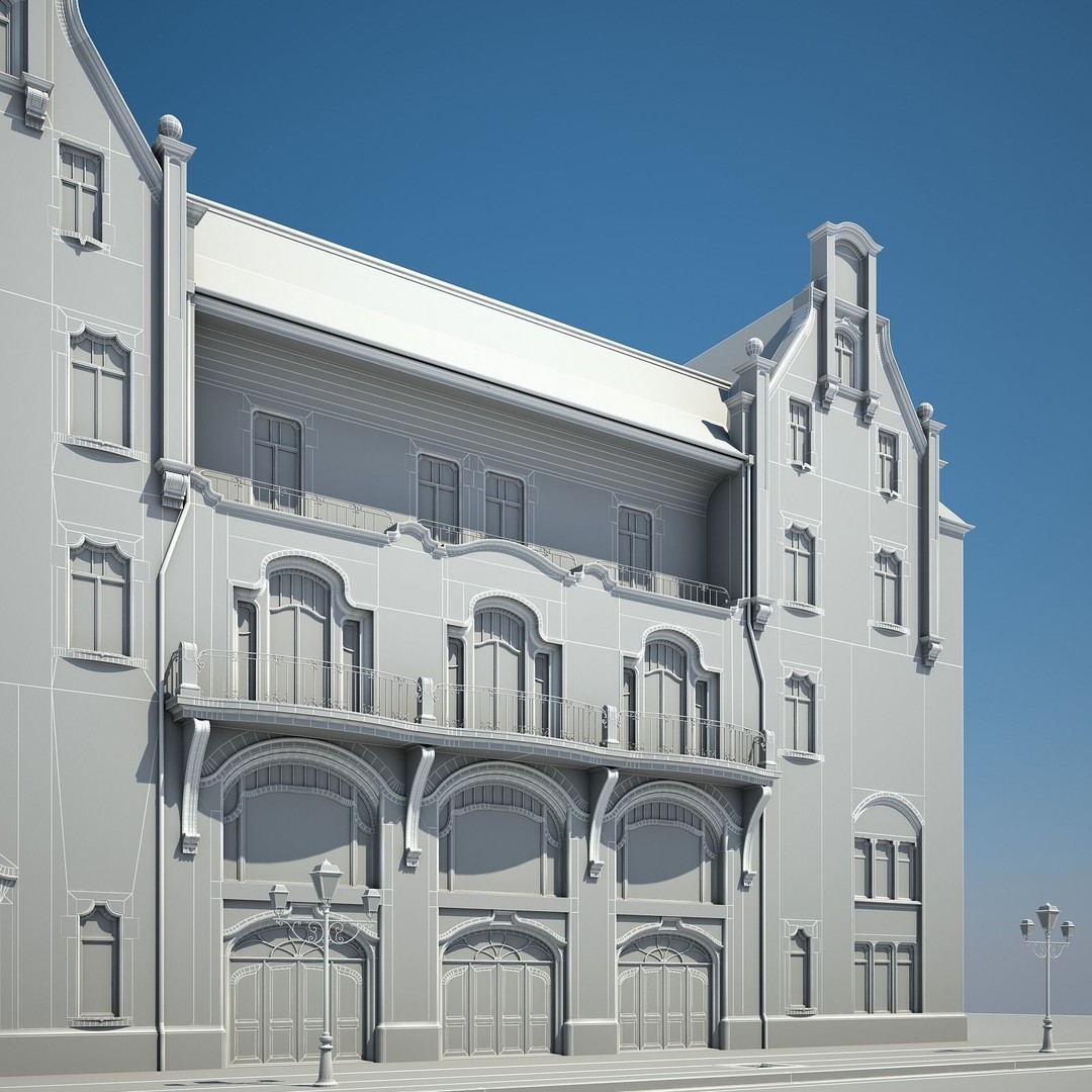 Urban Historical Building 3D Model – Detailed Architectural Asset, FBX - View 30