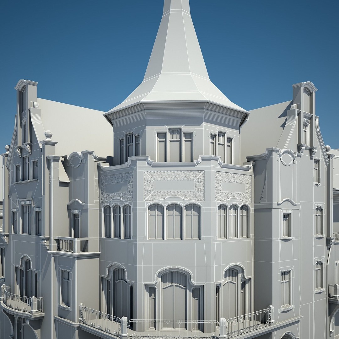 Urban Historical Building 3D Model – Detailed Architectural Asset, FBX - View 34
