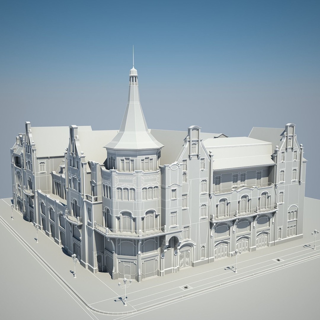 Urban Historical Building 3D Model – Detailed Architectural Asset, FBX - View 35