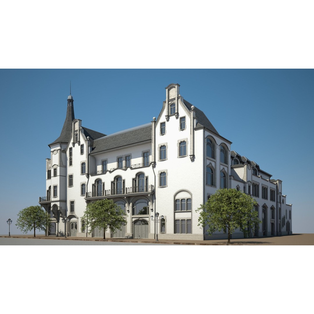 Urban Historical Building 3D Model – Detailed Architectural Asset, FBX - View 4