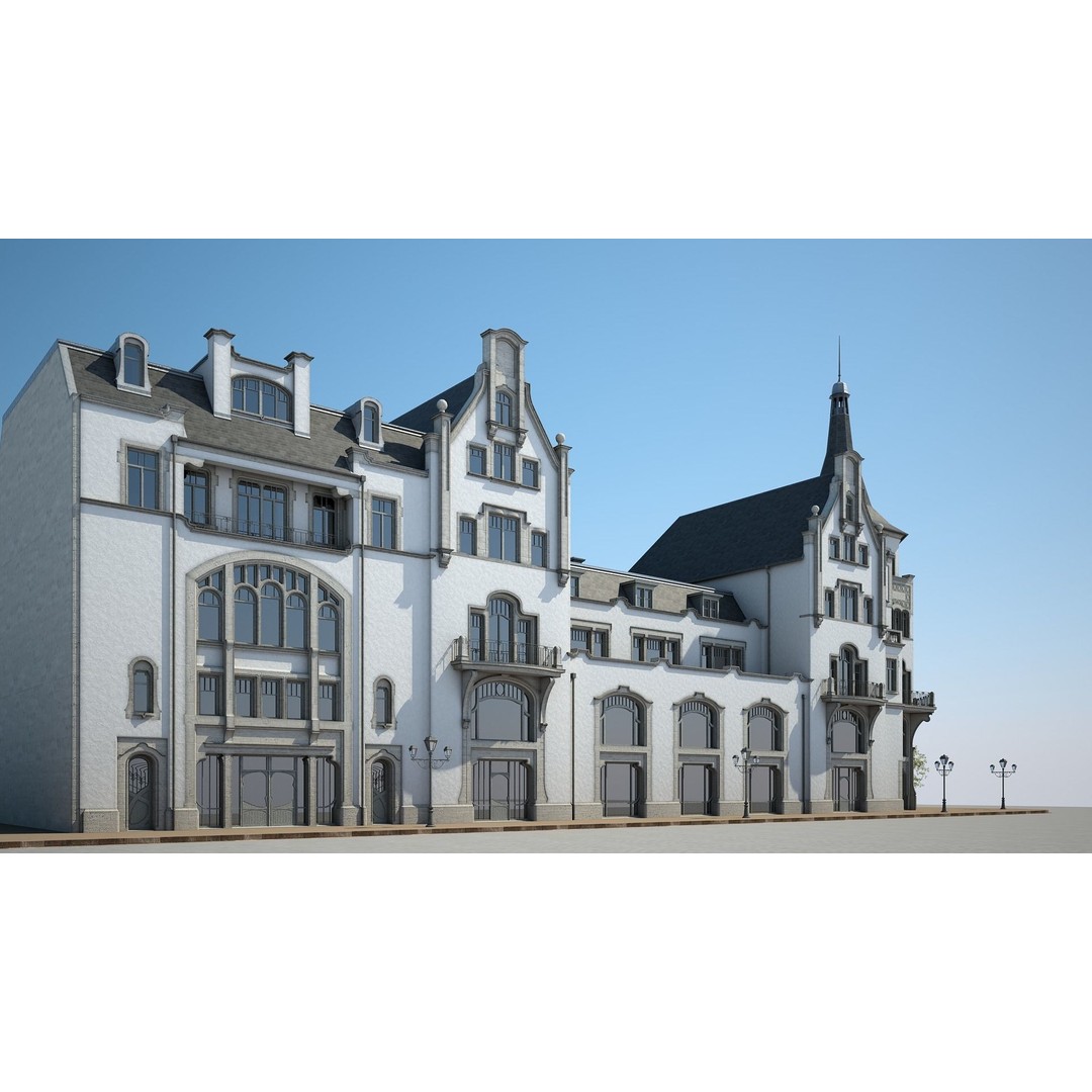 Urban Historical Building 3D Model – Detailed Architectural Asset, FBX - View 5