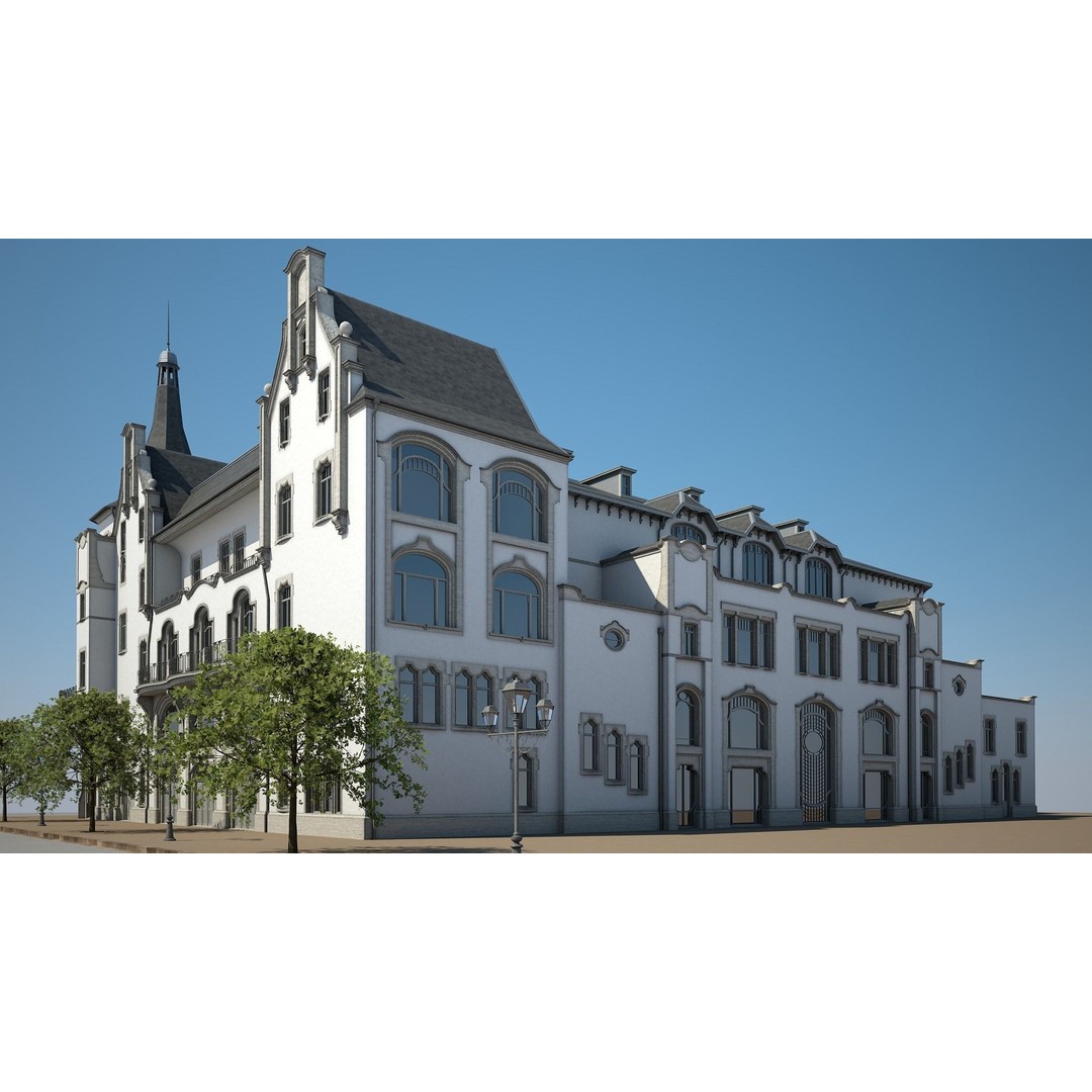 Urban Historical Building 3D Model – Detailed Architectural Asset, FBX - View 6