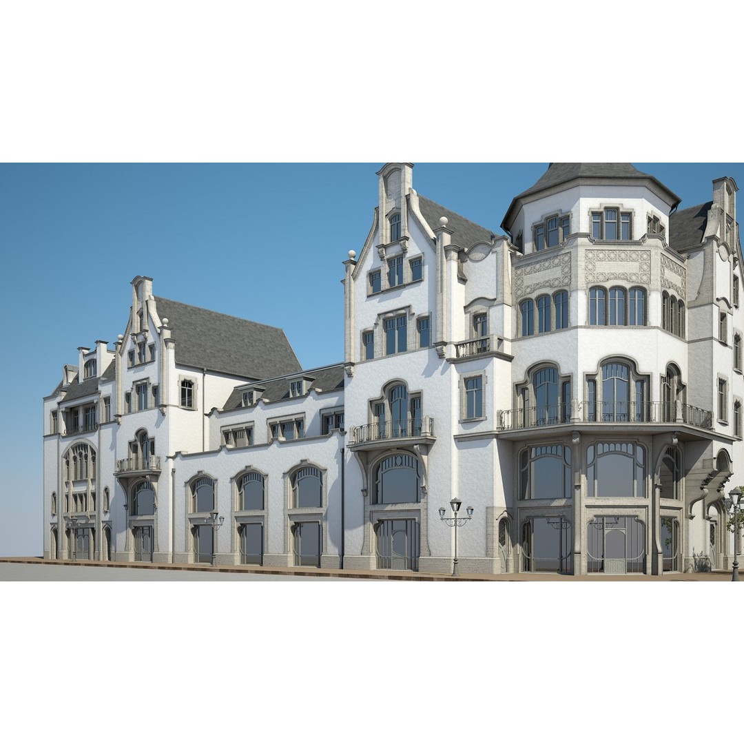 Urban Historical Building 3D Model – Detailed Architectural Asset, FBX - View 7