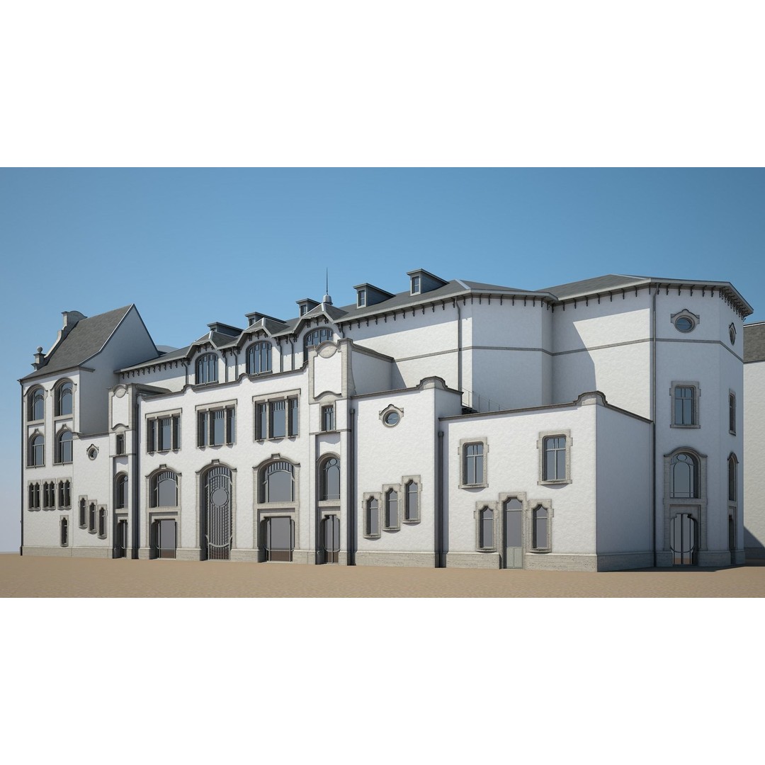 Urban Historical Building 3D Model – Detailed Architectural Asset, FBX - View 8