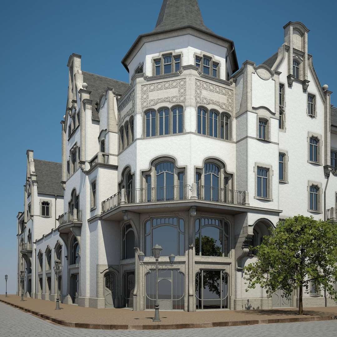 Urban Historical Building 3D Model – Detailed Architectural Asset, FBX - View 9