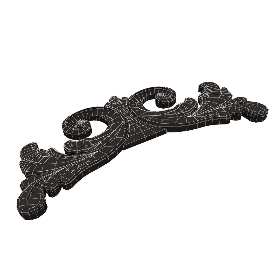 Carved Plaster Molding 3D Model – Low Poly Decorative Element, FBX, OBJ