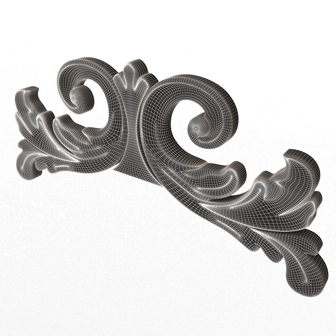 Carved Plaster Molding 3D Model – Low Poly Decorative Element, FBX, OBJ - View 10