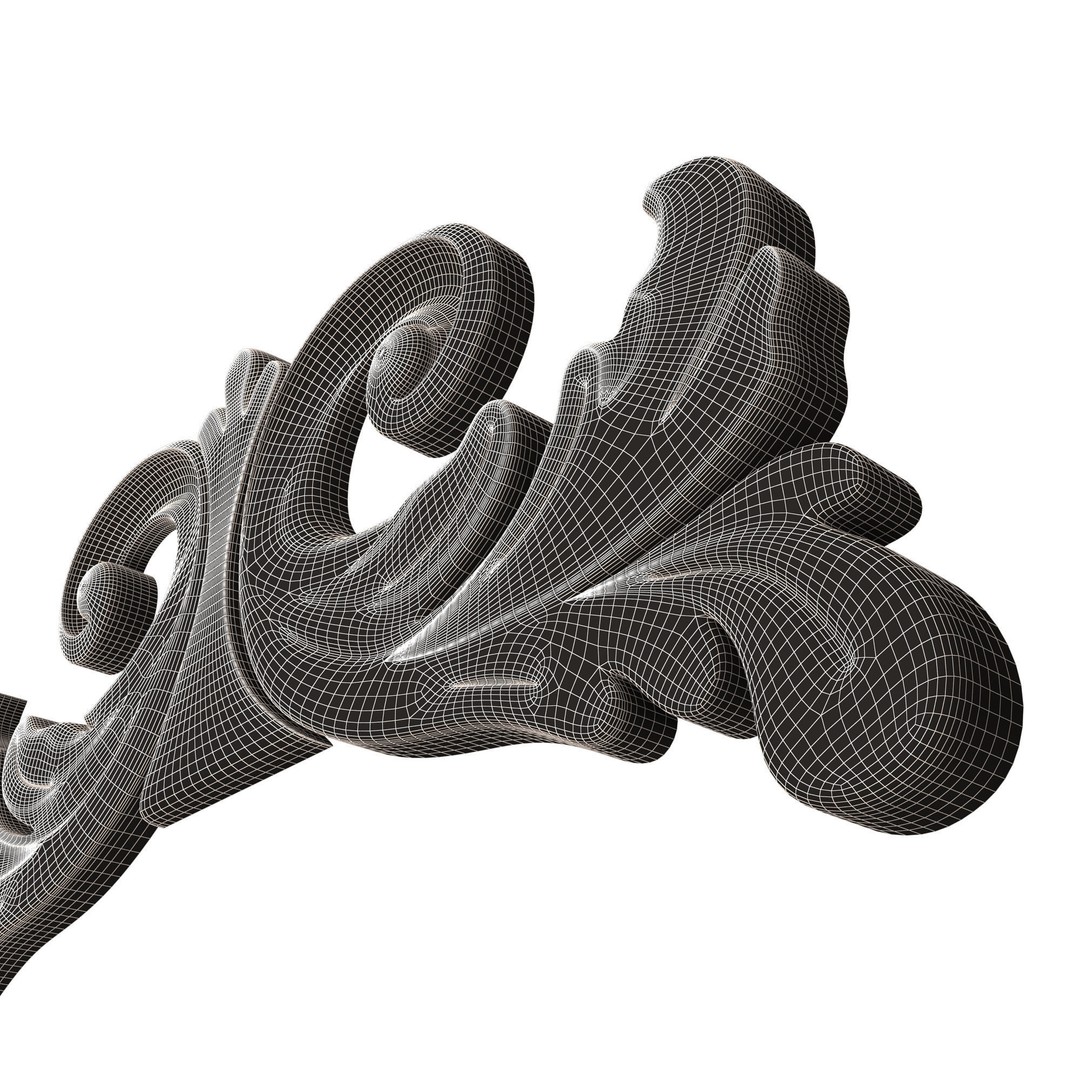 Carved Plaster Molding 3D Model – Low Poly Decorative Element, FBX, OBJ - View 12