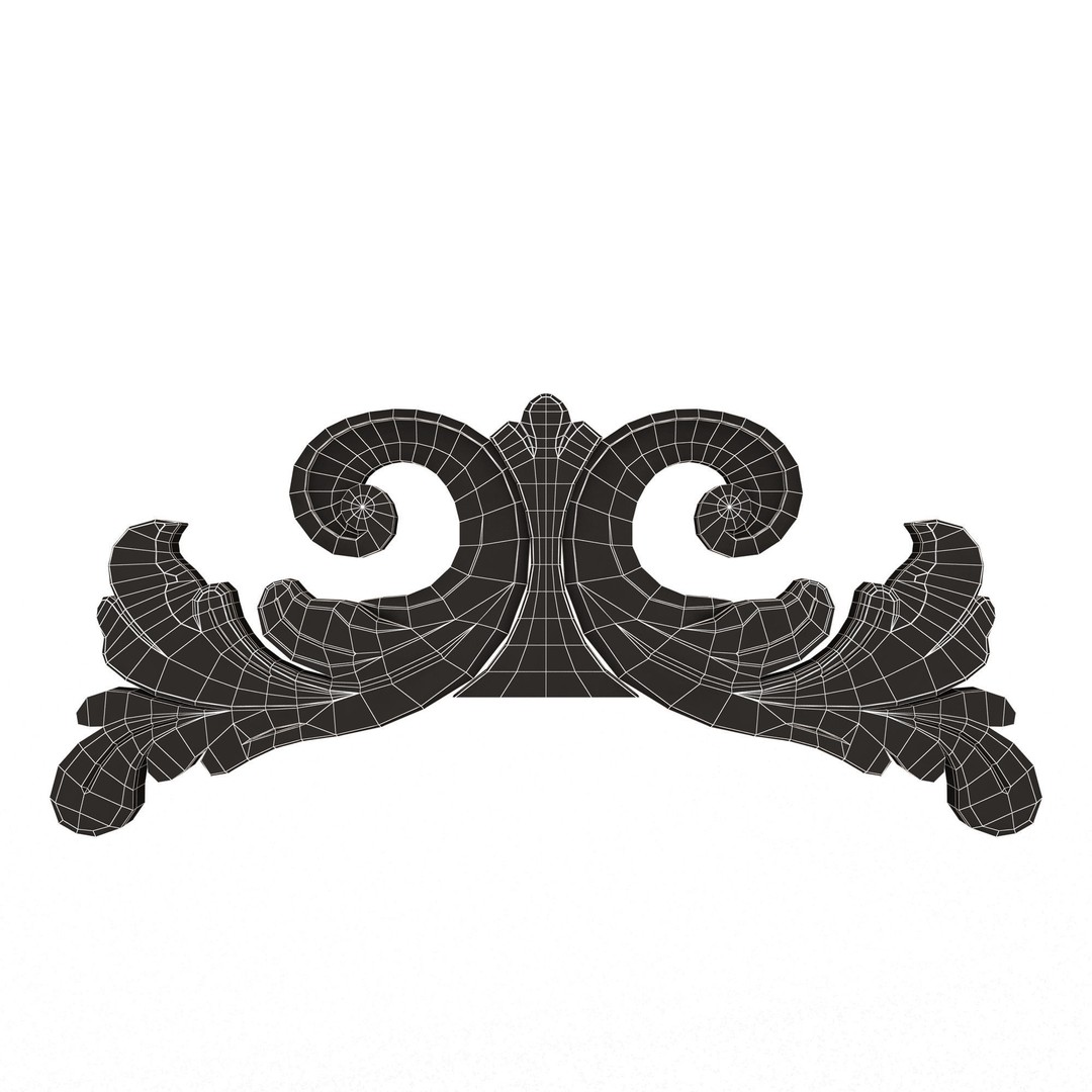 Carved Plaster Molding 3D Model – Low Poly Decorative Element, FBX, OBJ - View 14