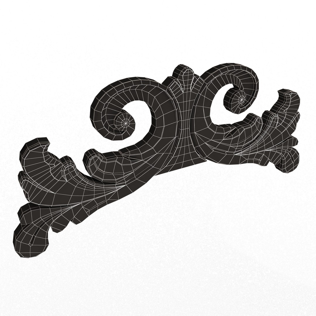 Carved Plaster Molding 3D Model – Low Poly Decorative Element, FBX, OBJ - View 15