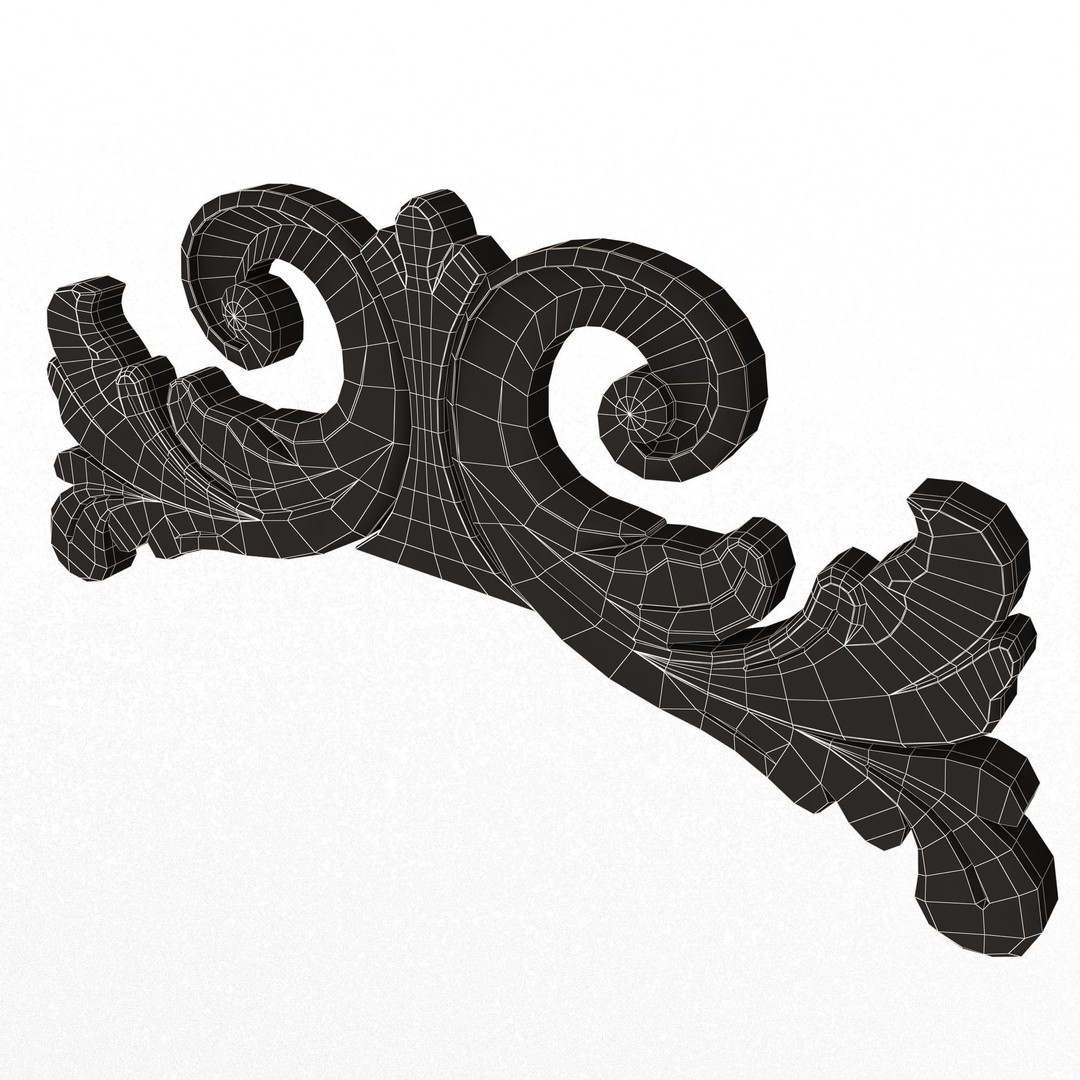 Carved Plaster Molding 3D Model – Low Poly Decorative Element, FBX, OBJ - View 16