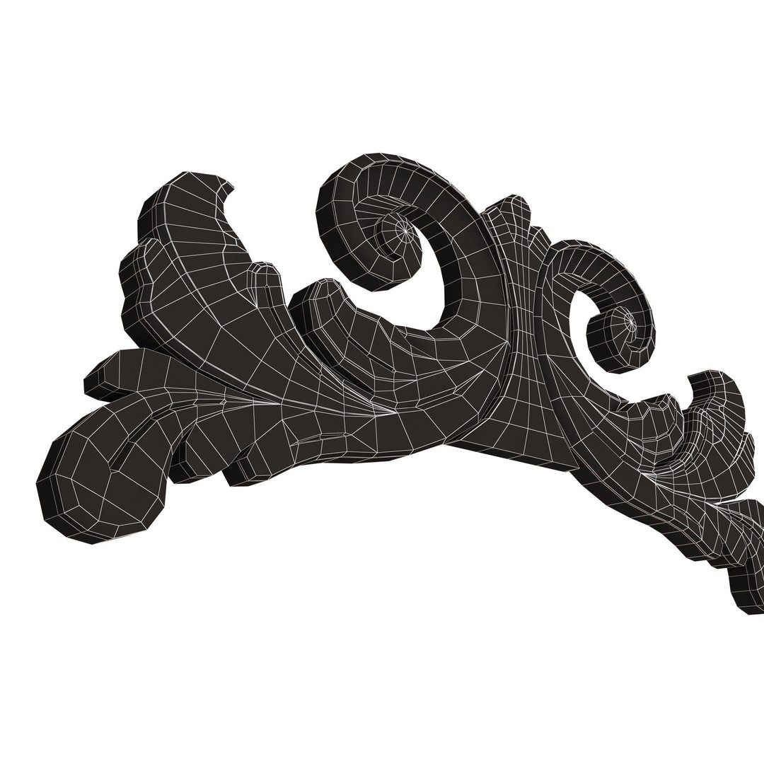 Carved Plaster Molding 3D Model – Low Poly Decorative Element, FBX, OBJ - View 17