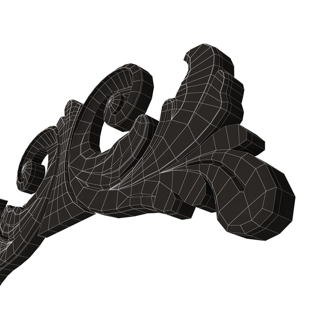 Carved Plaster Molding 3D Model – Low Poly Decorative Element, FBX, OBJ - View 18