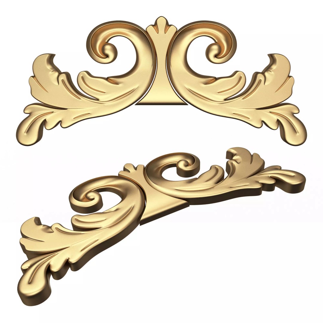 Carved Plaster Molding 3D Model – Low Poly Decorative Element, FBX, OBJ - View 2