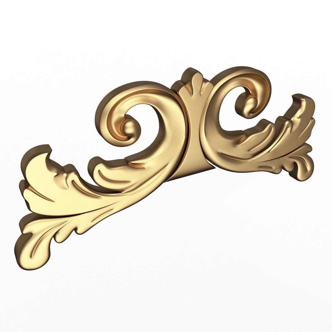 Carved Plaster Molding 3D Model – Low Poly Decorative Element, FBX, OBJ - View 3