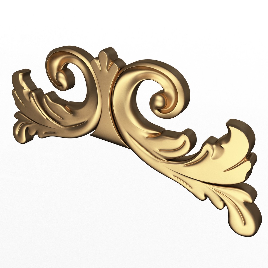 Carved Plaster Molding 3D Model – Low Poly Decorative Element, FBX, OBJ - View 4
