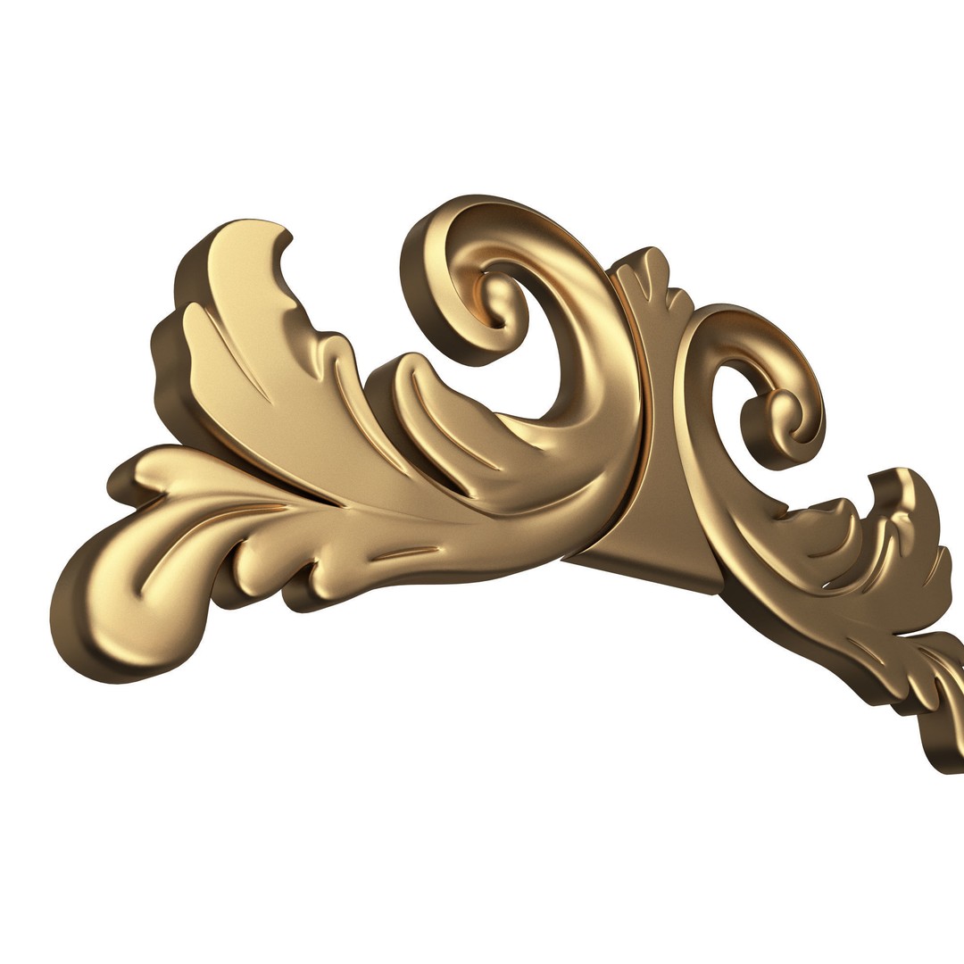 Carved Plaster Molding 3D Model – Low Poly Decorative Element, FBX, OBJ - View 5