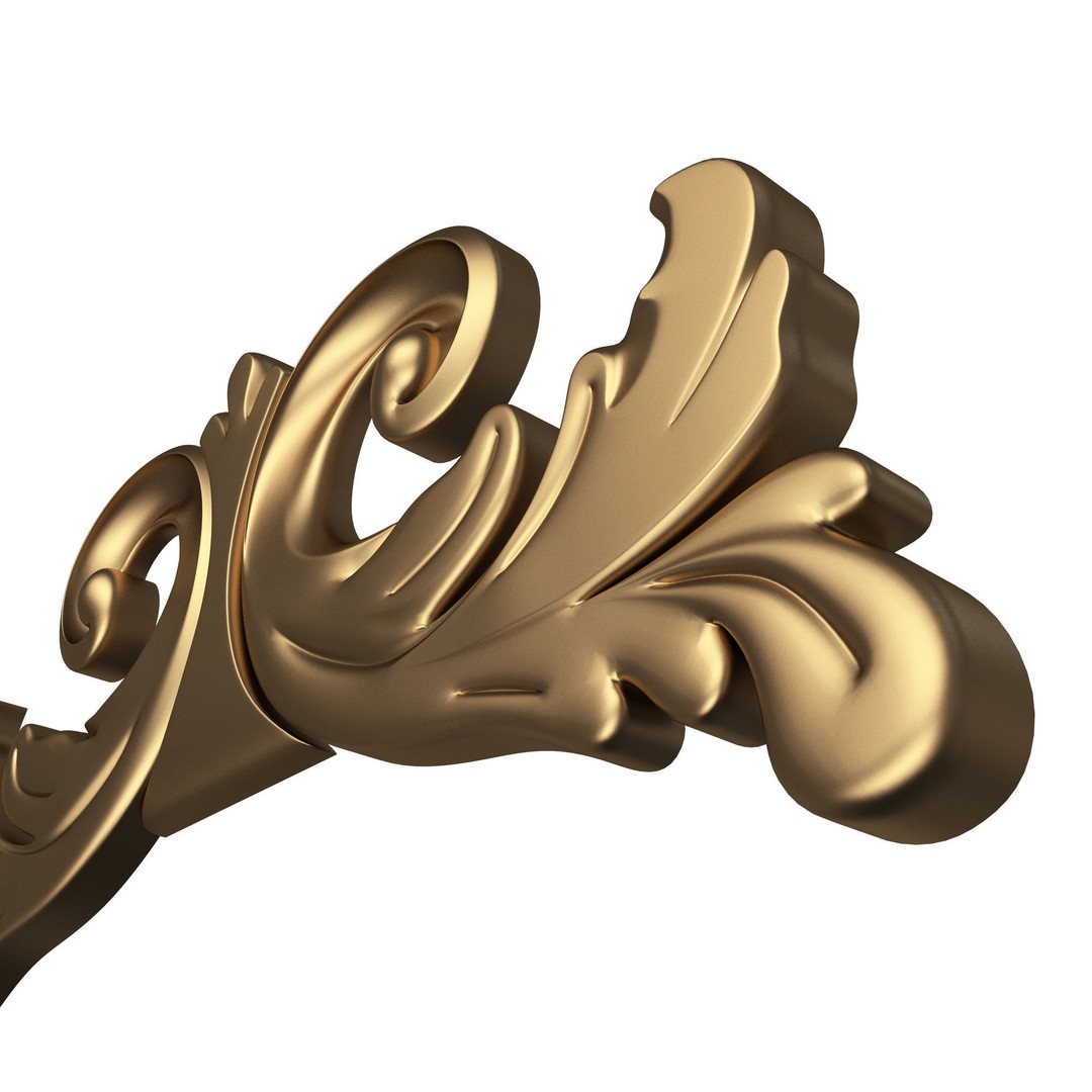Carved Plaster Molding 3D Model – Low Poly Decorative Element, FBX, OBJ - View 6