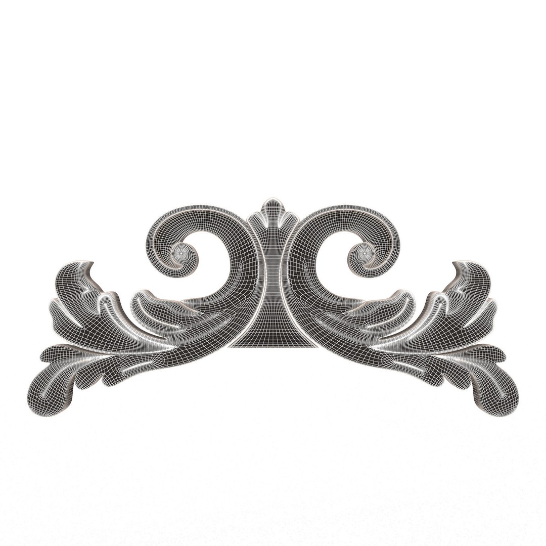 Carved Plaster Molding 3D Model – Low Poly Decorative Element, FBX, OBJ - View 8