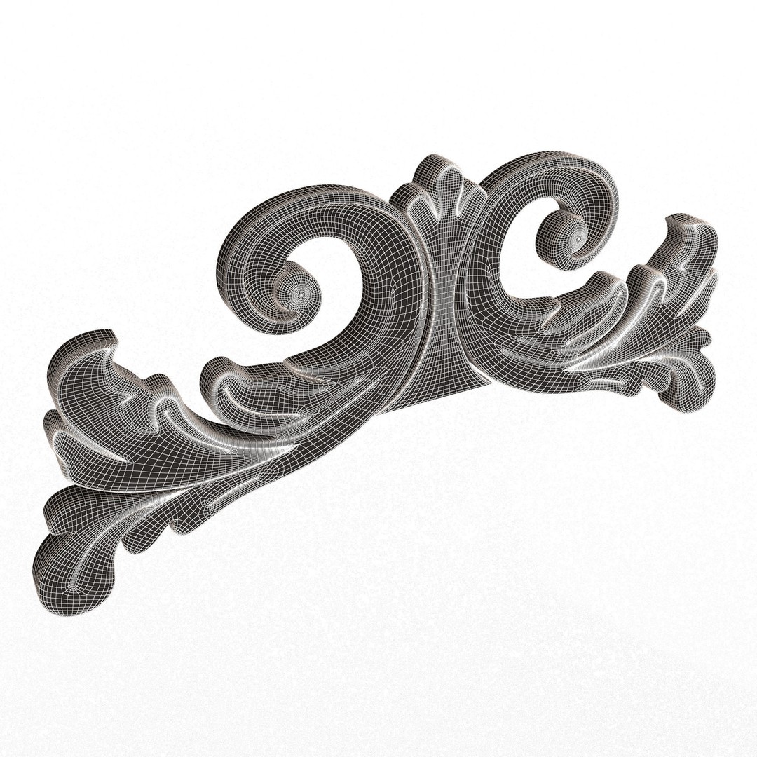 Carved Plaster Molding 3D Model – Low Poly Decorative Element, FBX, OBJ - View 9