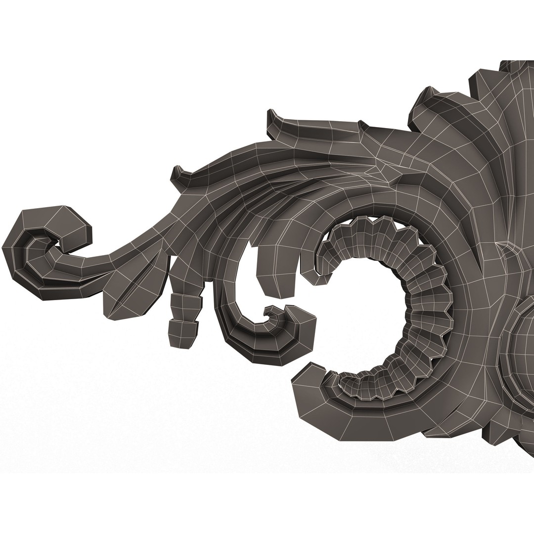 Carved Plaster Molding 3D Model – Low Poly Architectural Decoration, FBX, OBJ