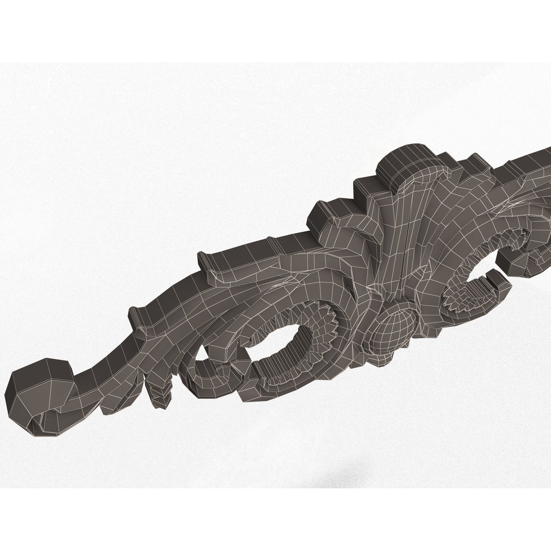 Carved Plaster Molding 3D Model – Low Poly Architectural Decoration, FBX, OBJ - View 11