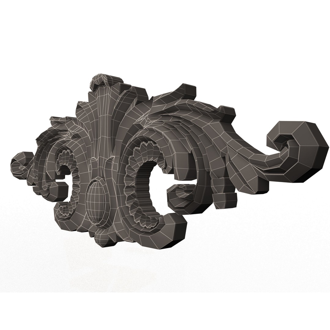 Carved Plaster Molding 3D Model – Low Poly Architectural Decoration, FBX, OBJ - View 12