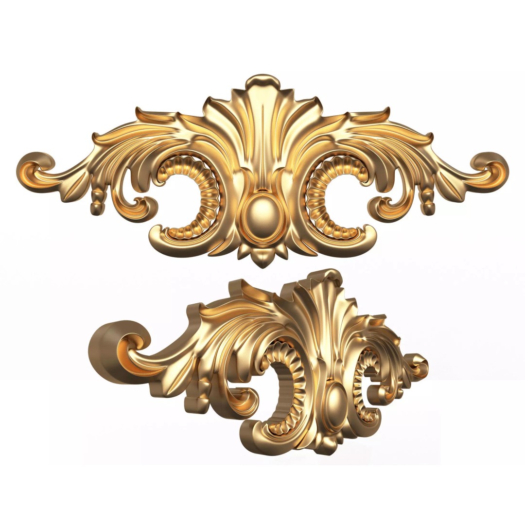 Carved Plaster Molding 3D Model – Low Poly Architectural Decoration, FBX, OBJ - View 2