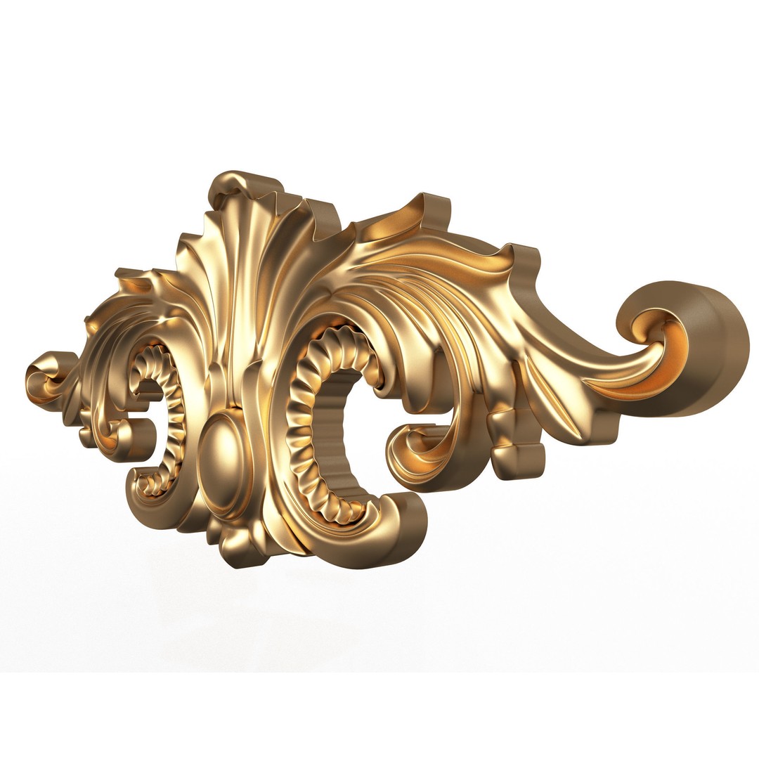 Carved Plaster Molding 3D Model – Low Poly Architectural Decoration, FBX, OBJ - View 4