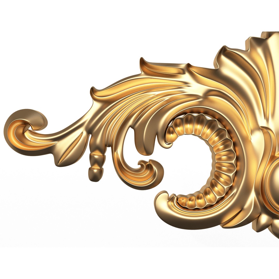 Carved Plaster Molding 3D Model – Low Poly Architectural Decoration, FBX, OBJ - View 5