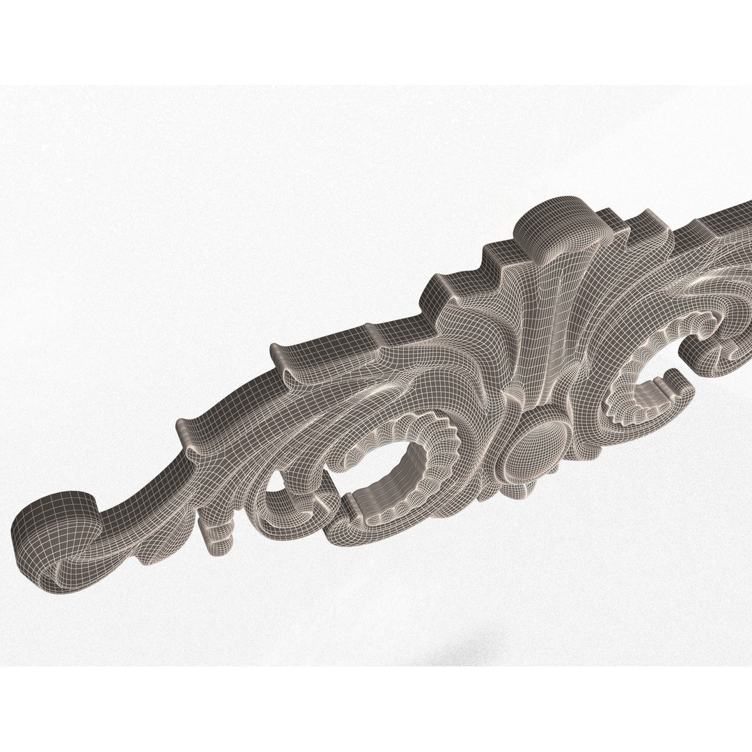 Carved Plaster Molding 3D Model – Low Poly Architectural Decoration, FBX, OBJ - View 7