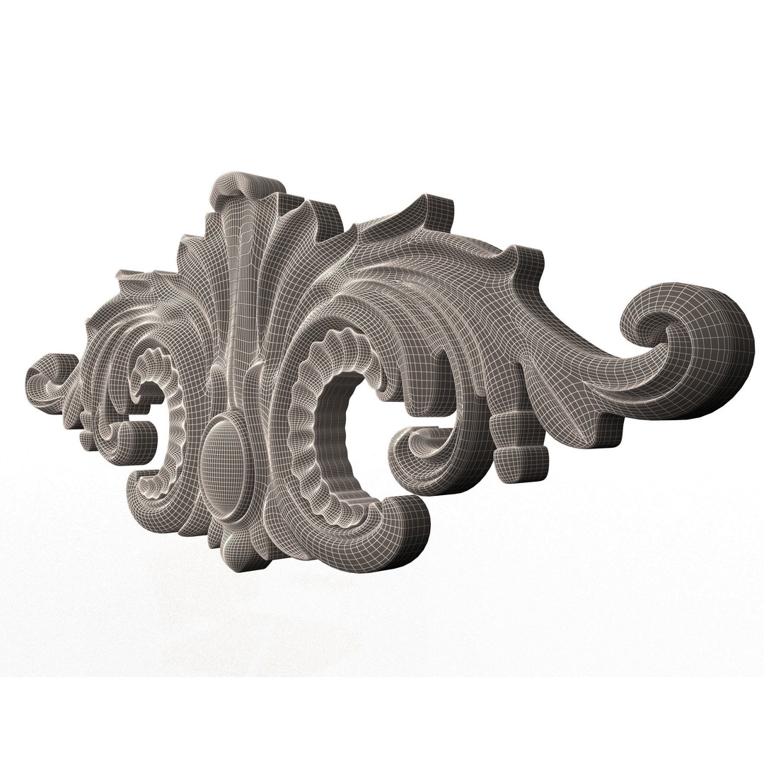 Carved Plaster Molding 3D Model – Low Poly Architectural Decoration, FBX, OBJ - View 8