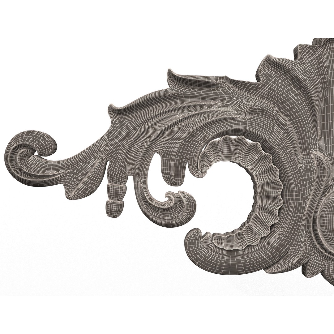 Carved Plaster Molding 3D Model – Low Poly Architectural Decoration, FBX, OBJ - View 9