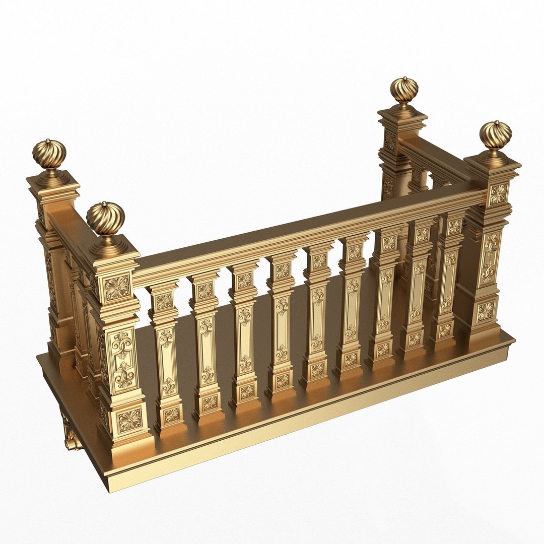 Classic Balcony 3D Model – Low Poly Architectural Decoration, OBJ, FBX - View 11