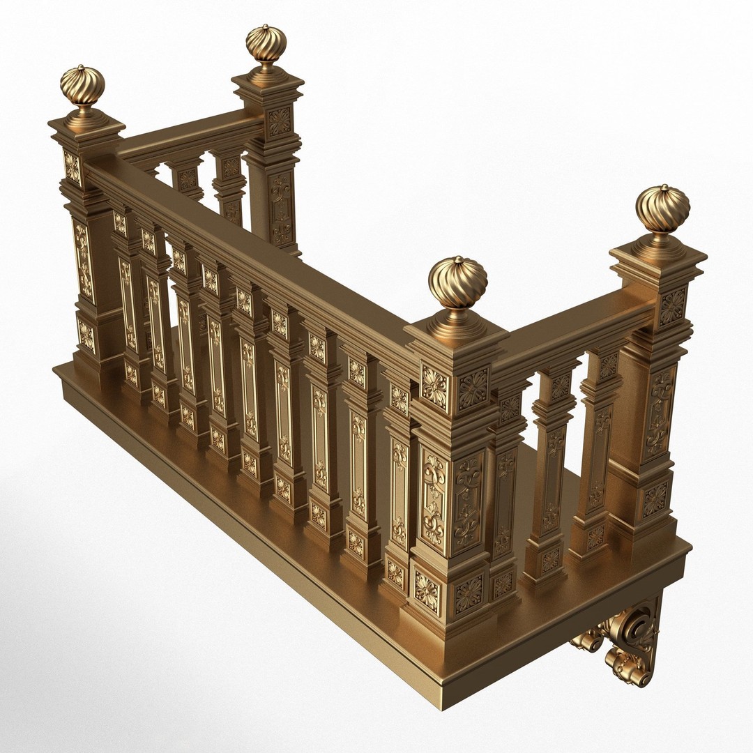 Classic Balcony 3D Model – Low Poly Architectural Decoration, OBJ, FBX - View 14