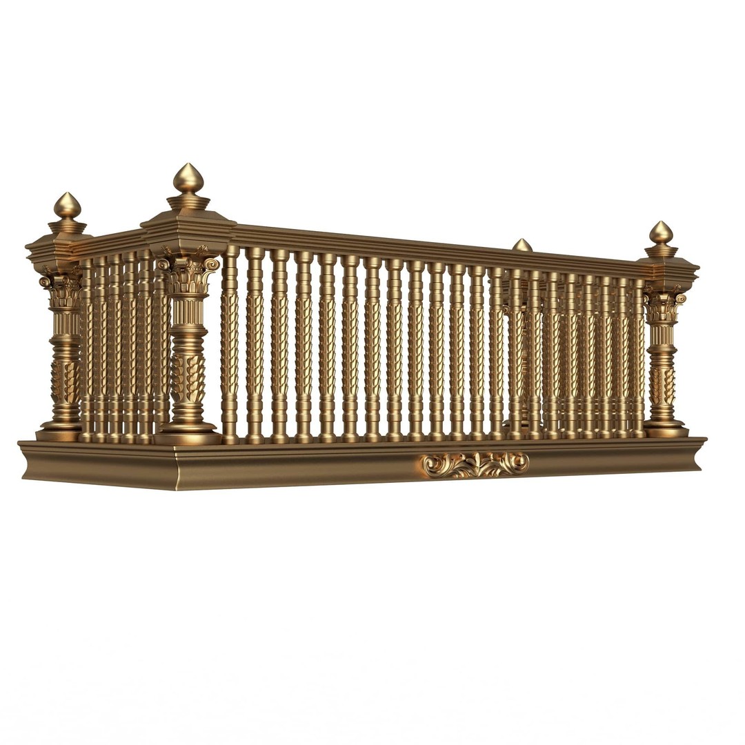 Classic Balcony 3D Model – Low Poly Architectural Decoration, OBJ, FBX - View 19