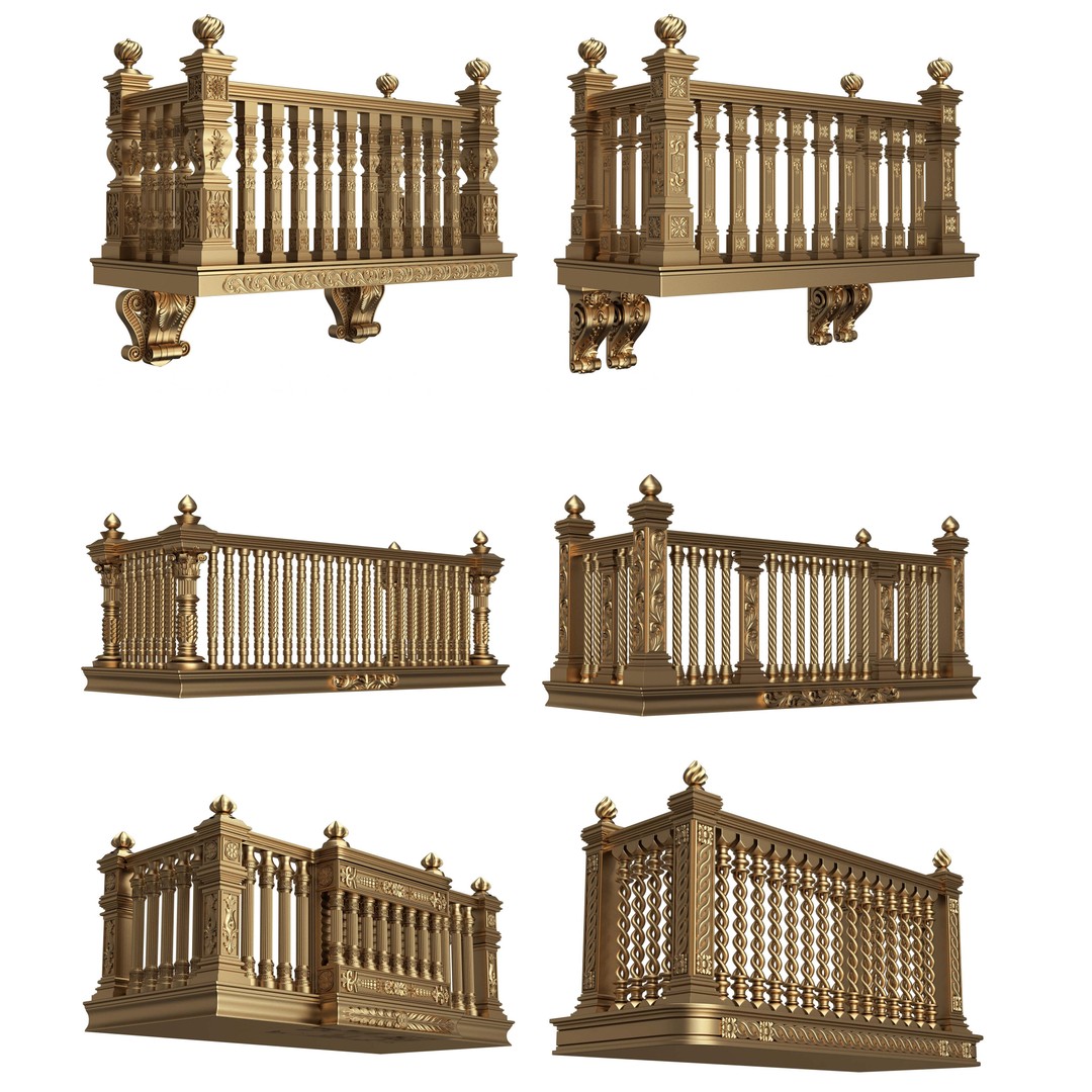 Classic Balcony 3D Model – Low Poly Architectural Decoration, OBJ, FBX - View 2