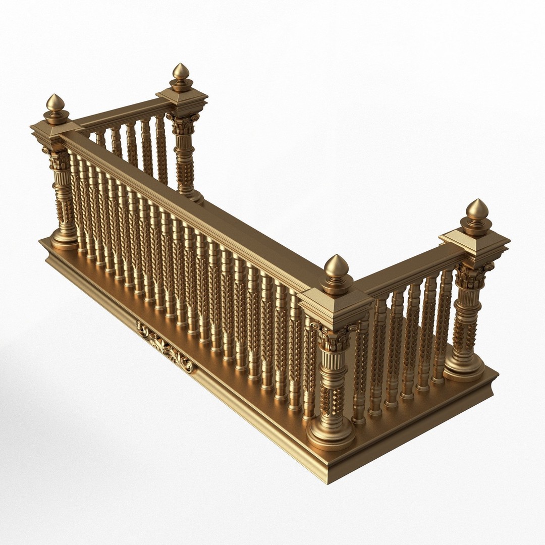 Classic Balcony 3D Model – Low Poly Architectural Decoration, OBJ, FBX - View 20