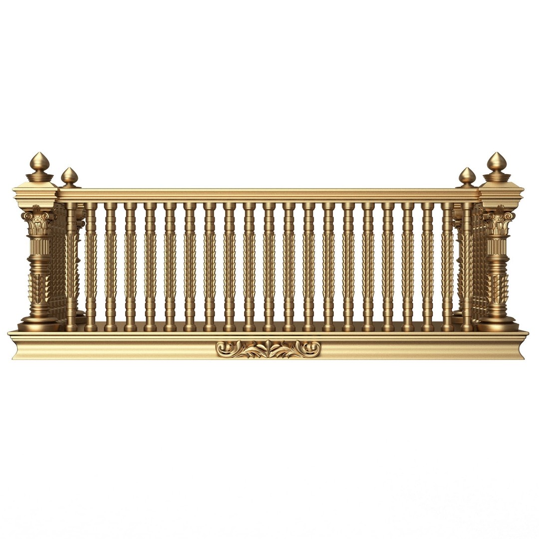 Classic Balcony 3D Model – Low Poly Architectural Decoration, OBJ, FBX - View 22