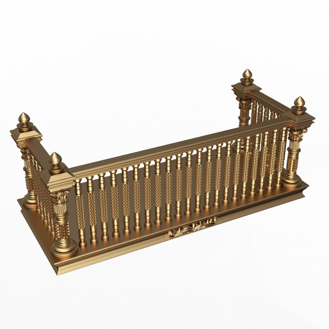 Classic Balcony 3D Model – Low Poly Architectural Decoration, OBJ, FBX - View 23