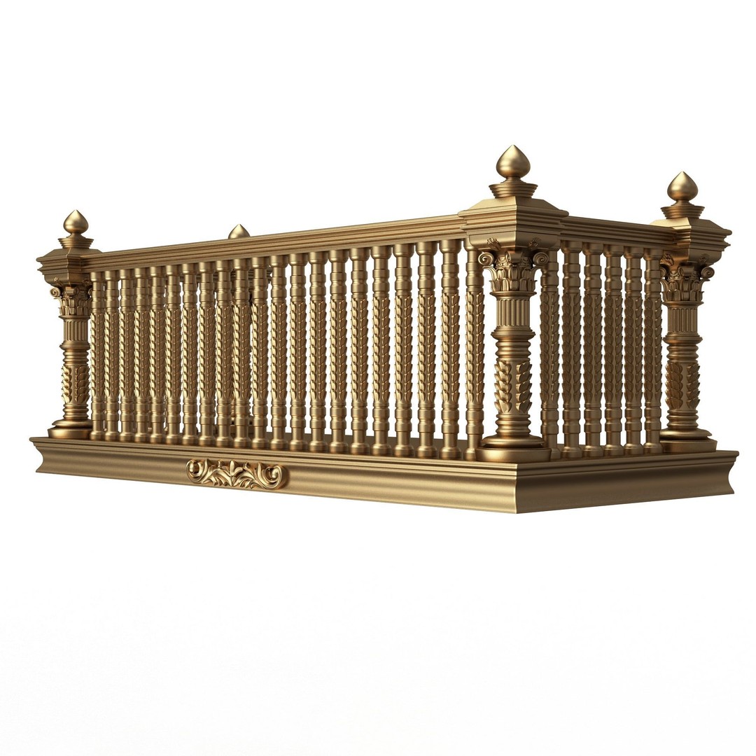 Classic Balcony 3D Model – Low Poly Architectural Decoration, OBJ, FBX - View 24