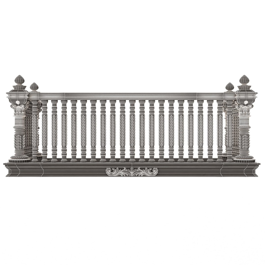 Classic Balcony 3D Model – Low Poly Architectural Decoration, OBJ, FBX - View 25