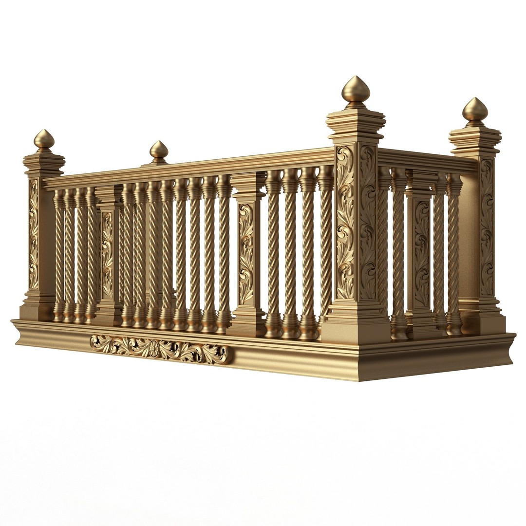 Classic Balcony 3D Model – Low Poly Architectural Decoration, OBJ, FBX - View 26