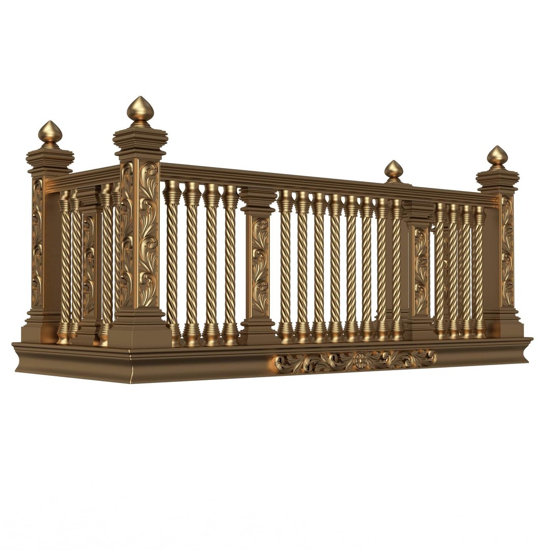 Classic Balcony 3D Model – Low Poly Architectural Decoration, OBJ, FBX - View 27