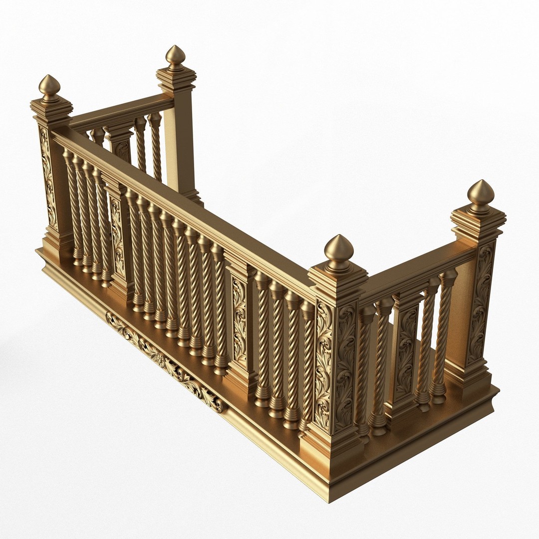 Classic Balcony 3D Model – Low Poly Architectural Decoration, OBJ, FBX - View 28
