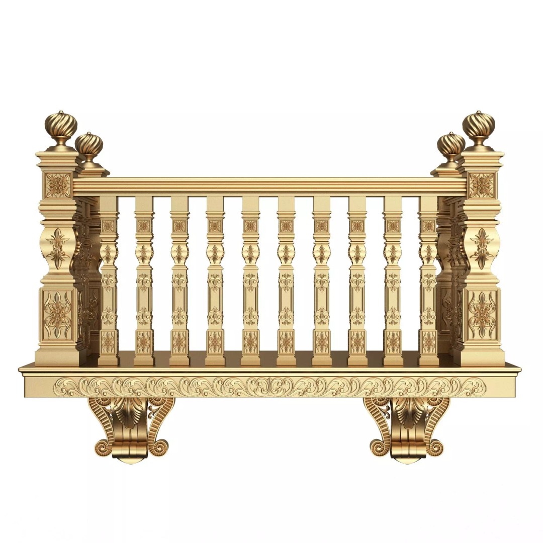 Classic Balcony 3D Model – Low Poly Architectural Decoration, OBJ, FBX - View 3