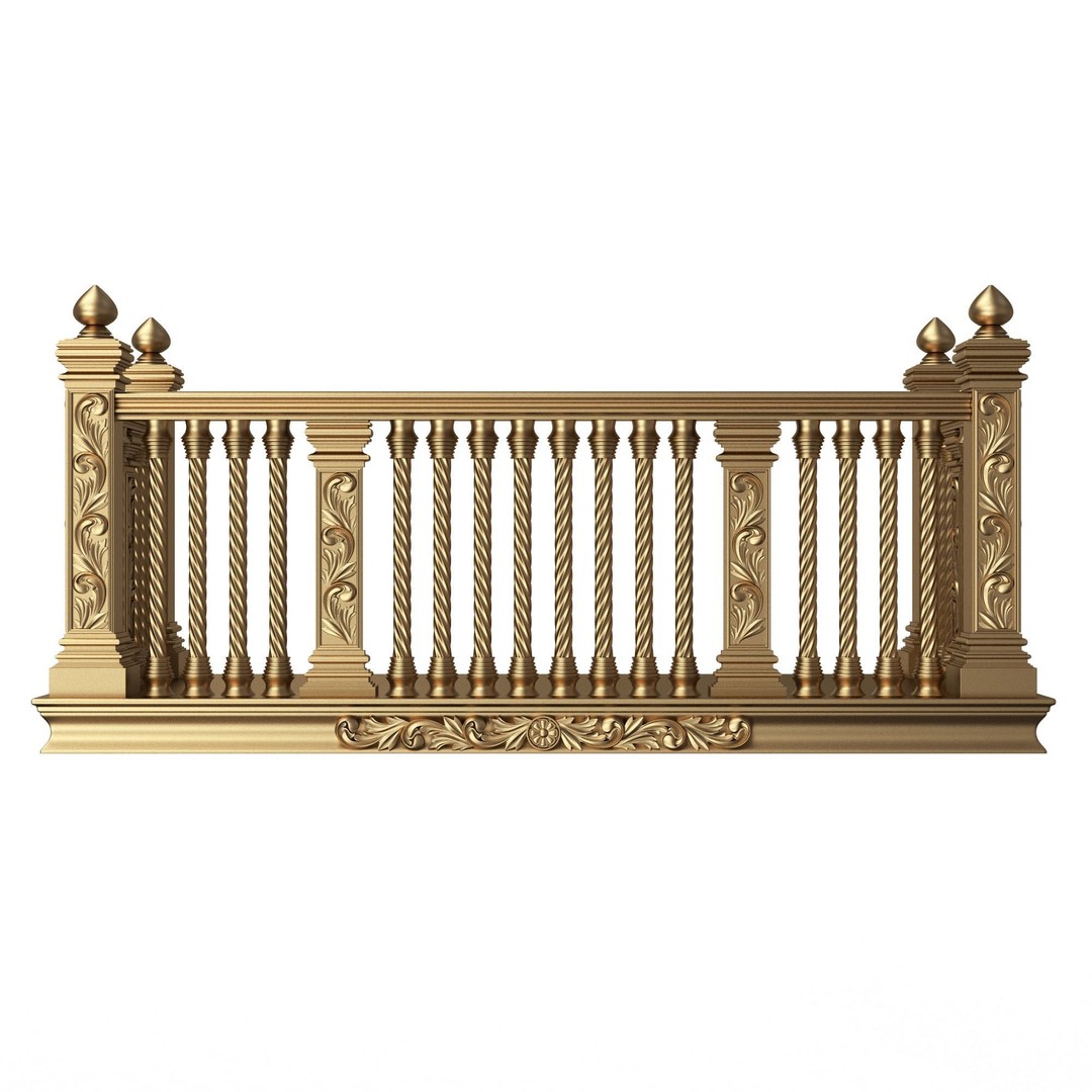 Classic Balcony 3D Model – Low Poly Architectural Decoration, OBJ, FBX - View 30