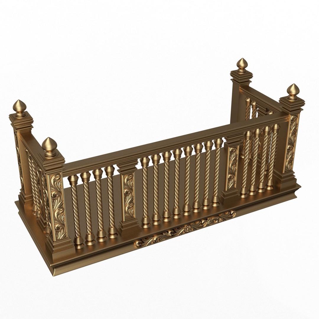 Classic Balcony 3D Model – Low Poly Architectural Decoration, OBJ, FBX - View 31