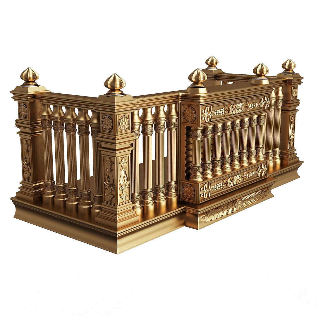 Classic Balcony 3D Model – Low Poly Architectural Decoration, OBJ, FBX - View 34