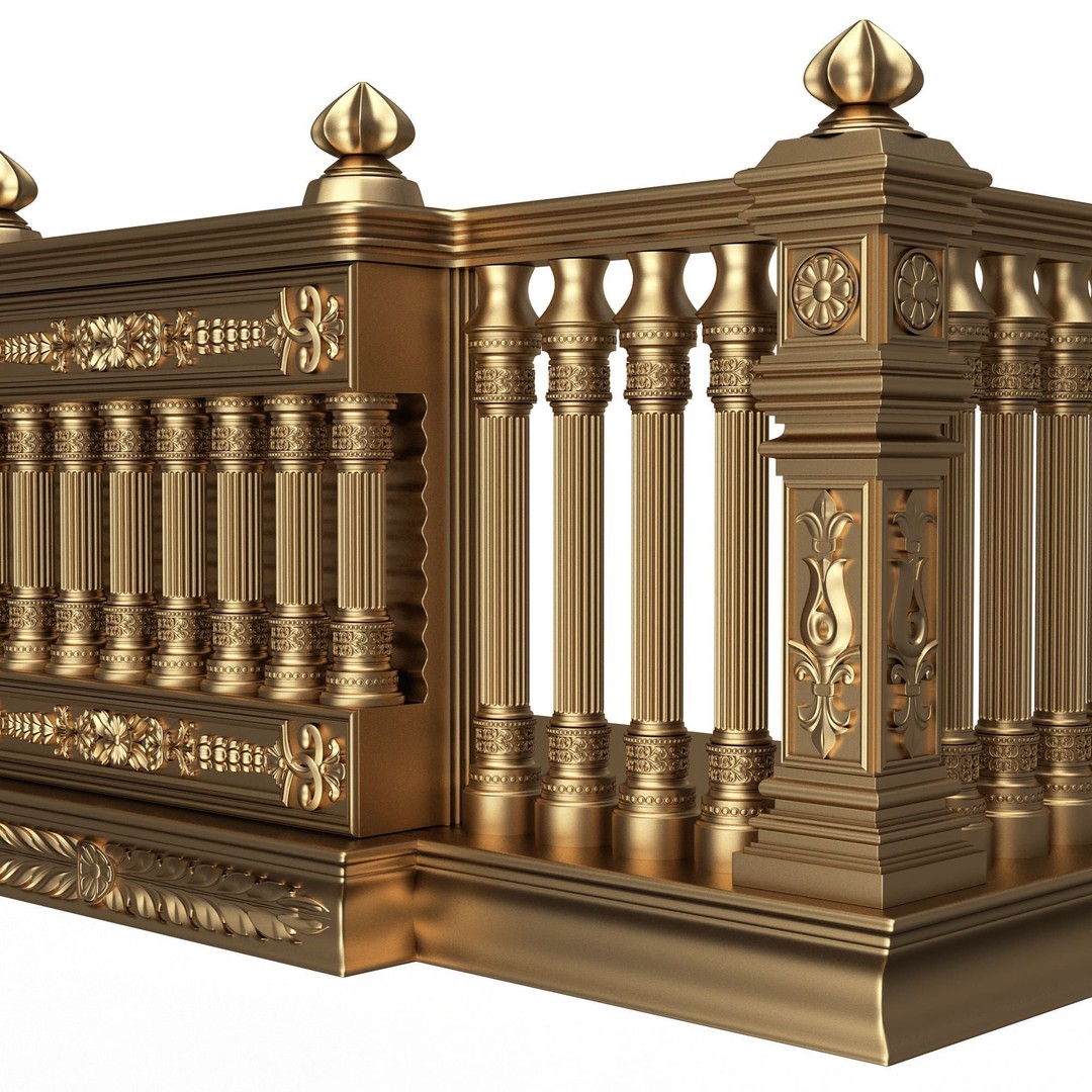 Classic Balcony 3D Model – Low Poly Architectural Decoration, OBJ, FBX - View 36